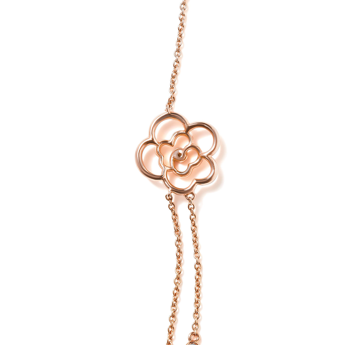 Collar de dos hilos con diamantes y perlas cultivadas de agua dulce en oro rosa de 18K y 0,50 qt. (Color G-H, claridad SI1-SI2) - Ajustable de 16 a 20 pulgadas