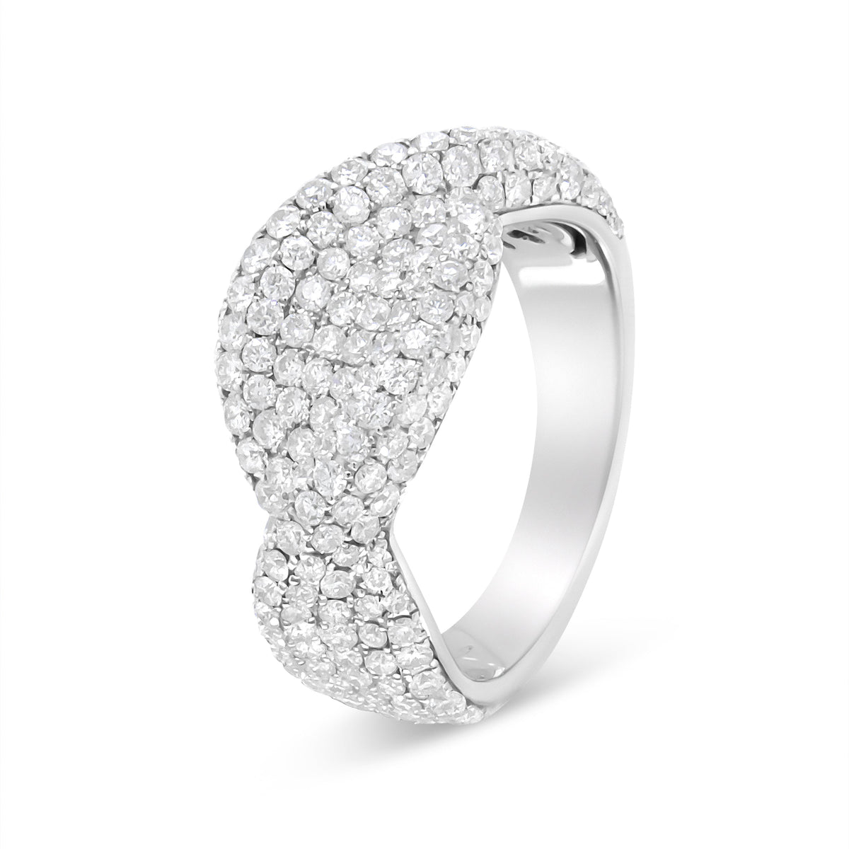 Anillo de moda de racimo de diamantes de oro blanco de 18 quilates de 2 1/4 Cttw (color F-G, claridad VS1-VS2) - Talla 7