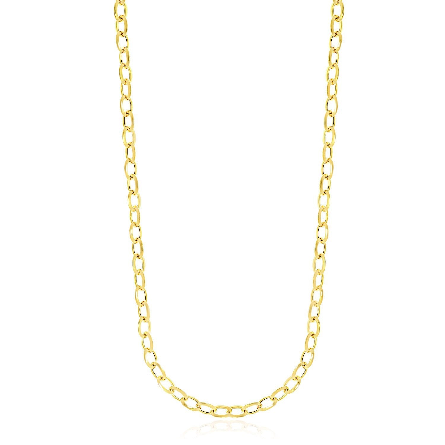 Collar de cadena estilo cable pulido de oro amarillo de 14k