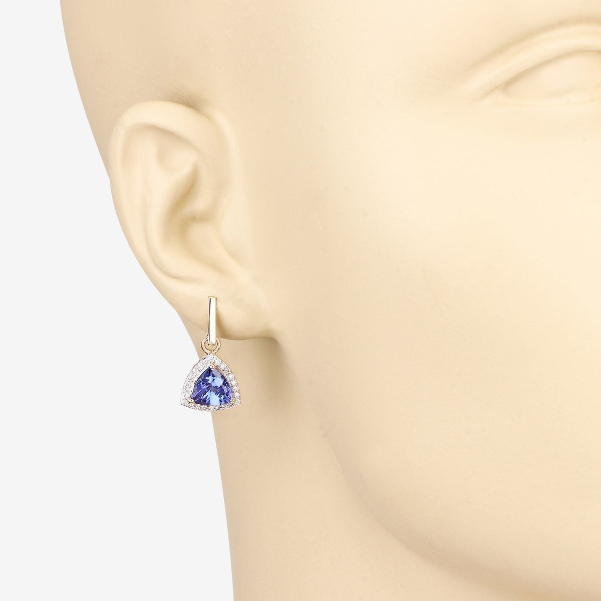 Pendientes de oro amarillo de 14 quilates con tanzanita genuina de 3,86 quilates y diamantes blancos