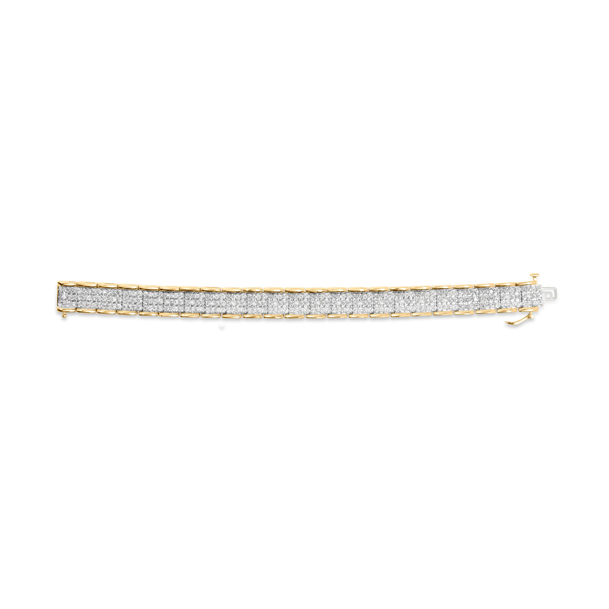 Pulsera de 7" con eslabones de oro amarillo de 10 quilates y diamantes de corte redondo de 5,00 quilates en total (color J-K, claridad I1-I2)