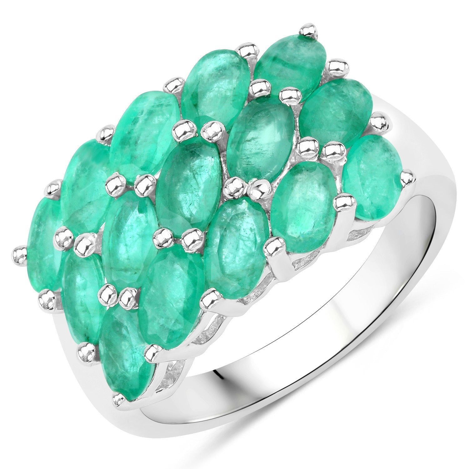 Anillo de plata de ley .925 con esmeralda genuina de 3,00 quilates