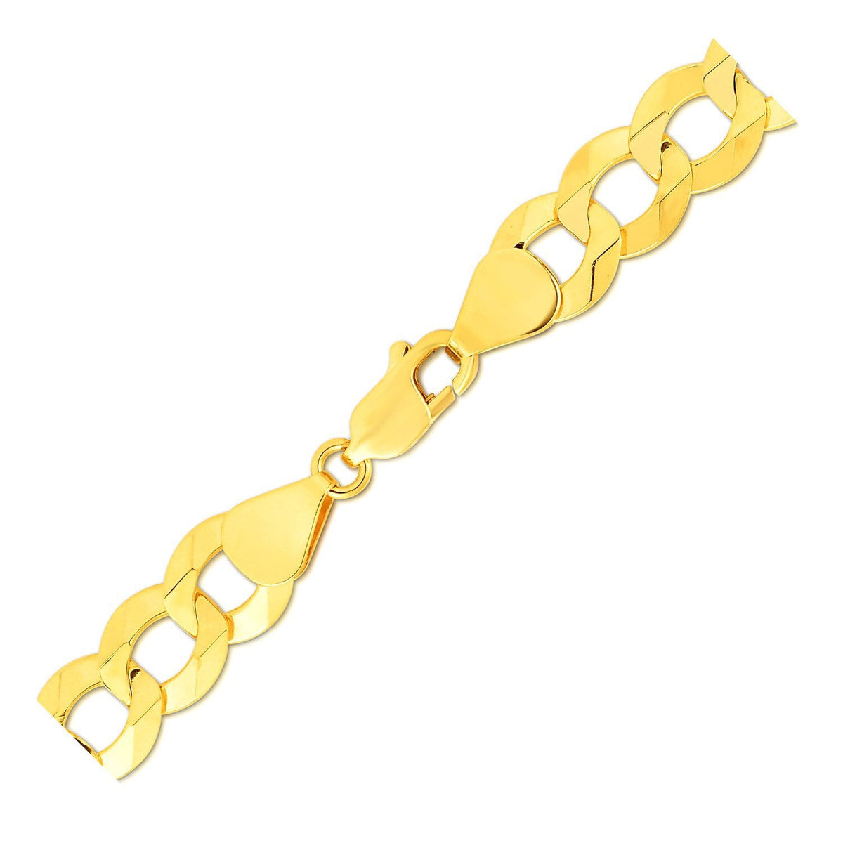 Pulsera maciza de oro amarillo de 14k, diseño "Curb", 10.0mm