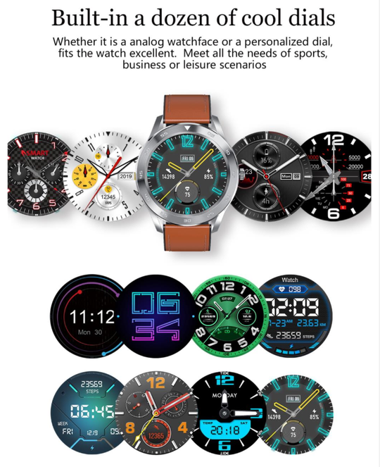 Round Smartwatch with Bluetooth Calling - Heart & Health Monitoring - Waterproof Design