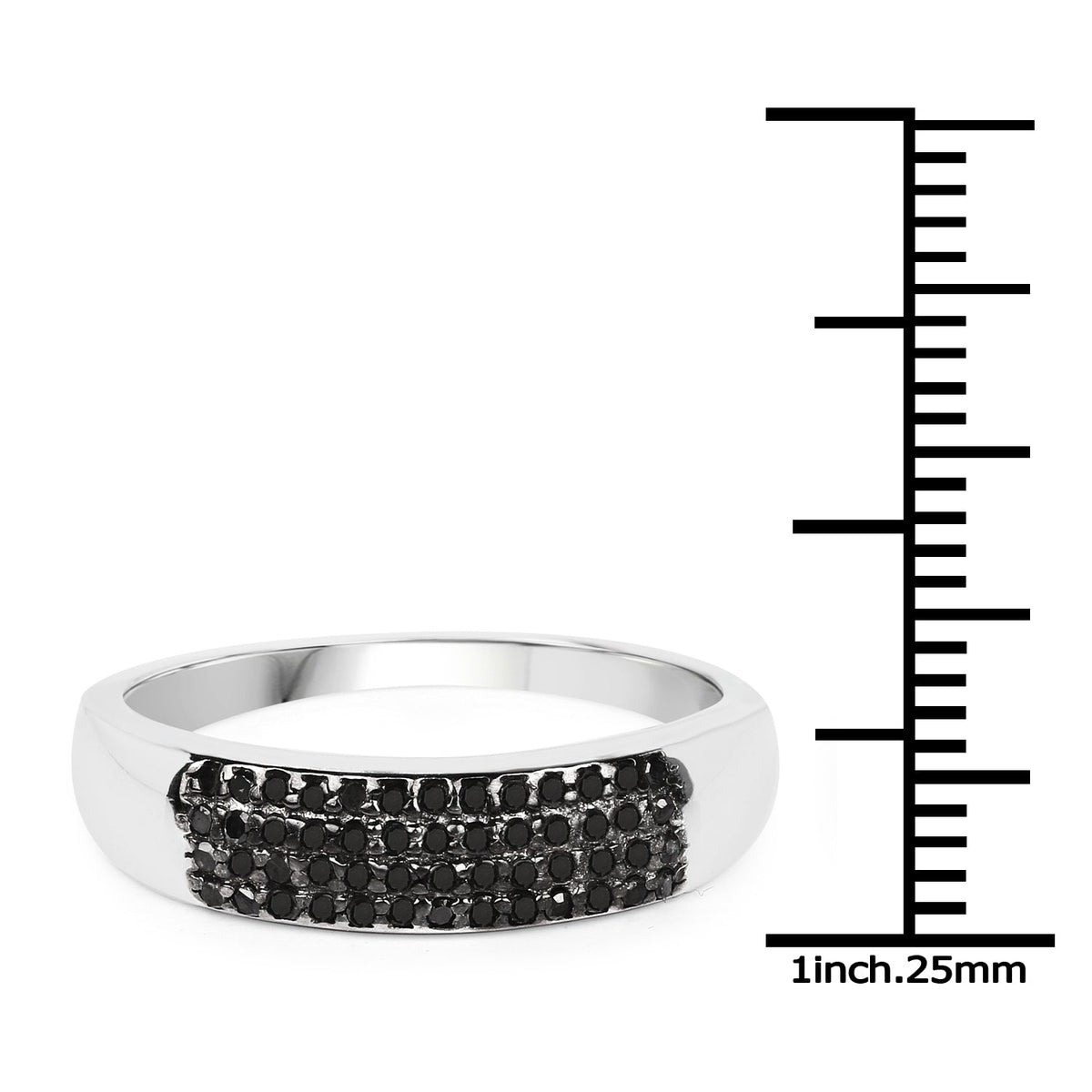 Anillo de plata de ley .925 con diamante negro auténtico de 0,22 quilates