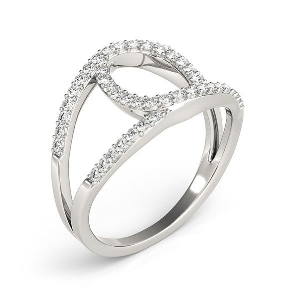 Anillo de doble banda estilo lazo de diamantes de oro blanco de 14k (1/2 qt. de peso total)