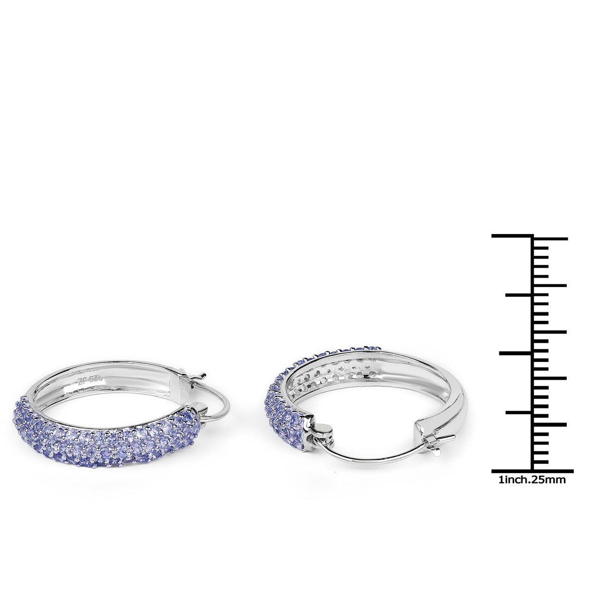 Pendientes de plata de ley .925 con tanzanita genuina de 3.06 quilates
