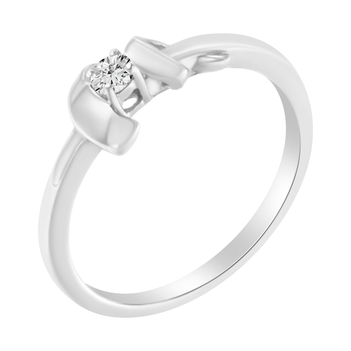 Anillo de promesa de oro blanco de 10K con diamante (1/10 Cttw, color H-I, claridad SI2-I1) - Talla 6
