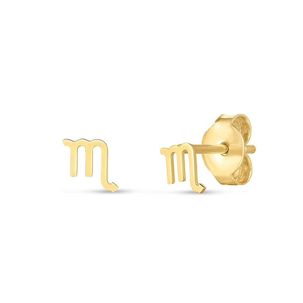 Pendientes de oro amarillo de 14k con el signo Escorpio