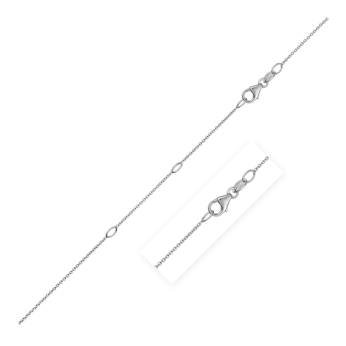 Cadena de Cable Doble Extensible en Oro Blanco de 14k (0.85mm)