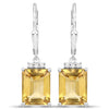 5.63 Carat Genuine Citrine and White Topaz .925 Sterling Silver Earrings