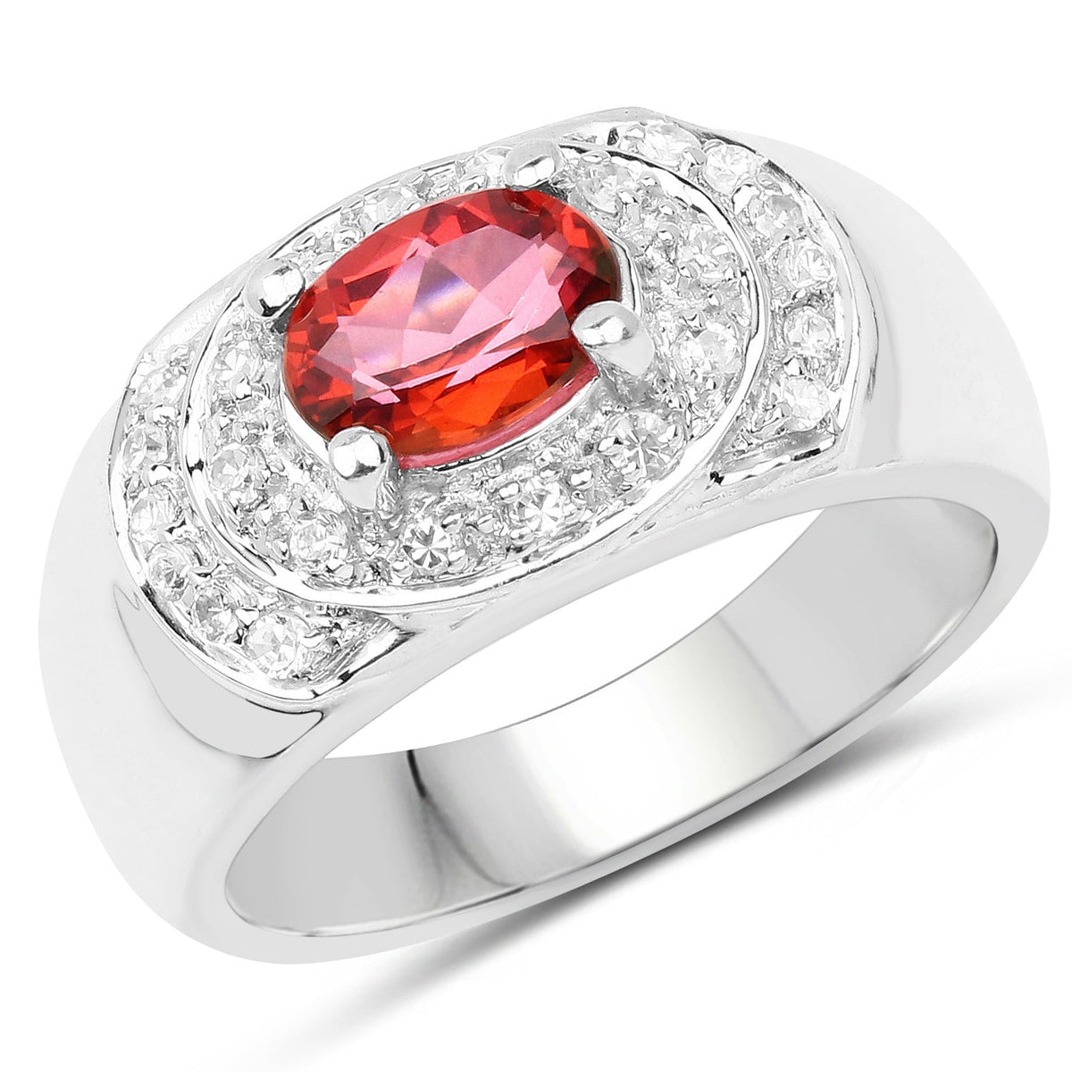 Anillo de plata de ley .925 con topacio rosa genuino de 1.37 quilates y circonita cúbica blanca