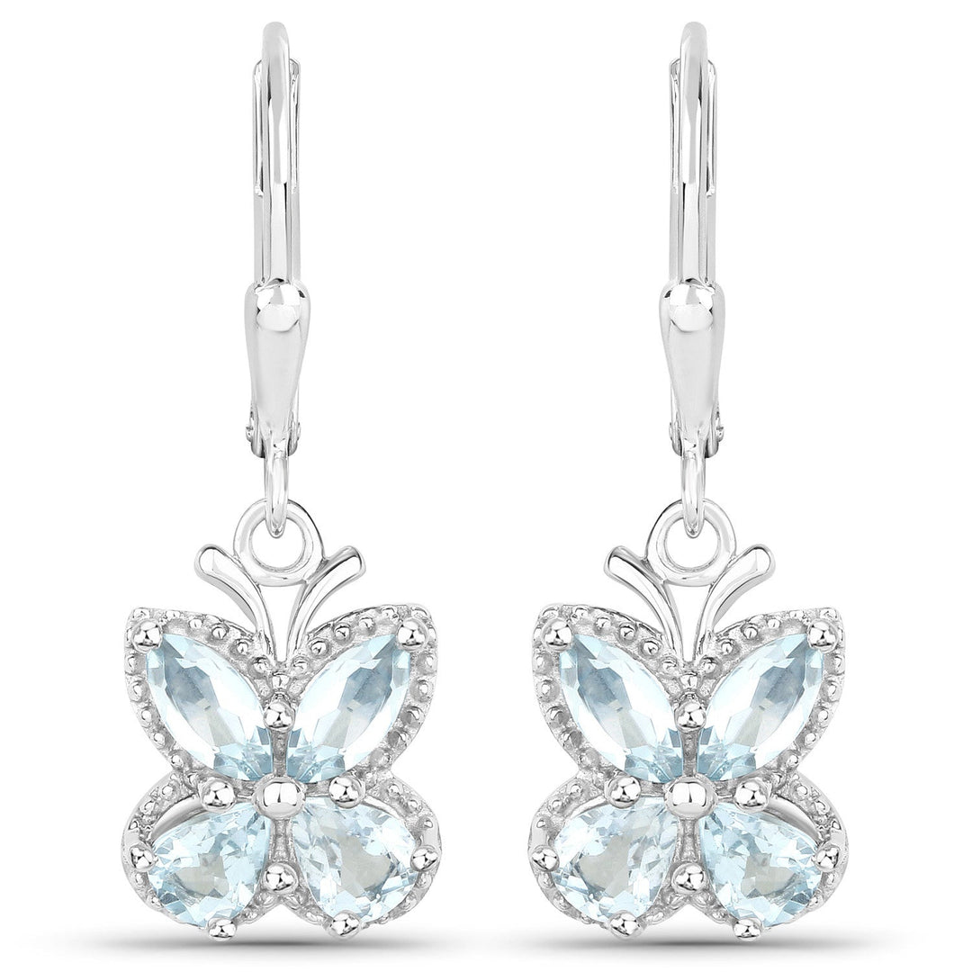 1.76 Carat Genuine Aquamarine .925 Sterling Silver Earrings
