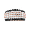 18K Rose Gold 2 1/5 Cttw Black and White Diamond 6 Row Band Ring (F-G and Black Color, VS1-VS2 Clarity) - Ring Size 7