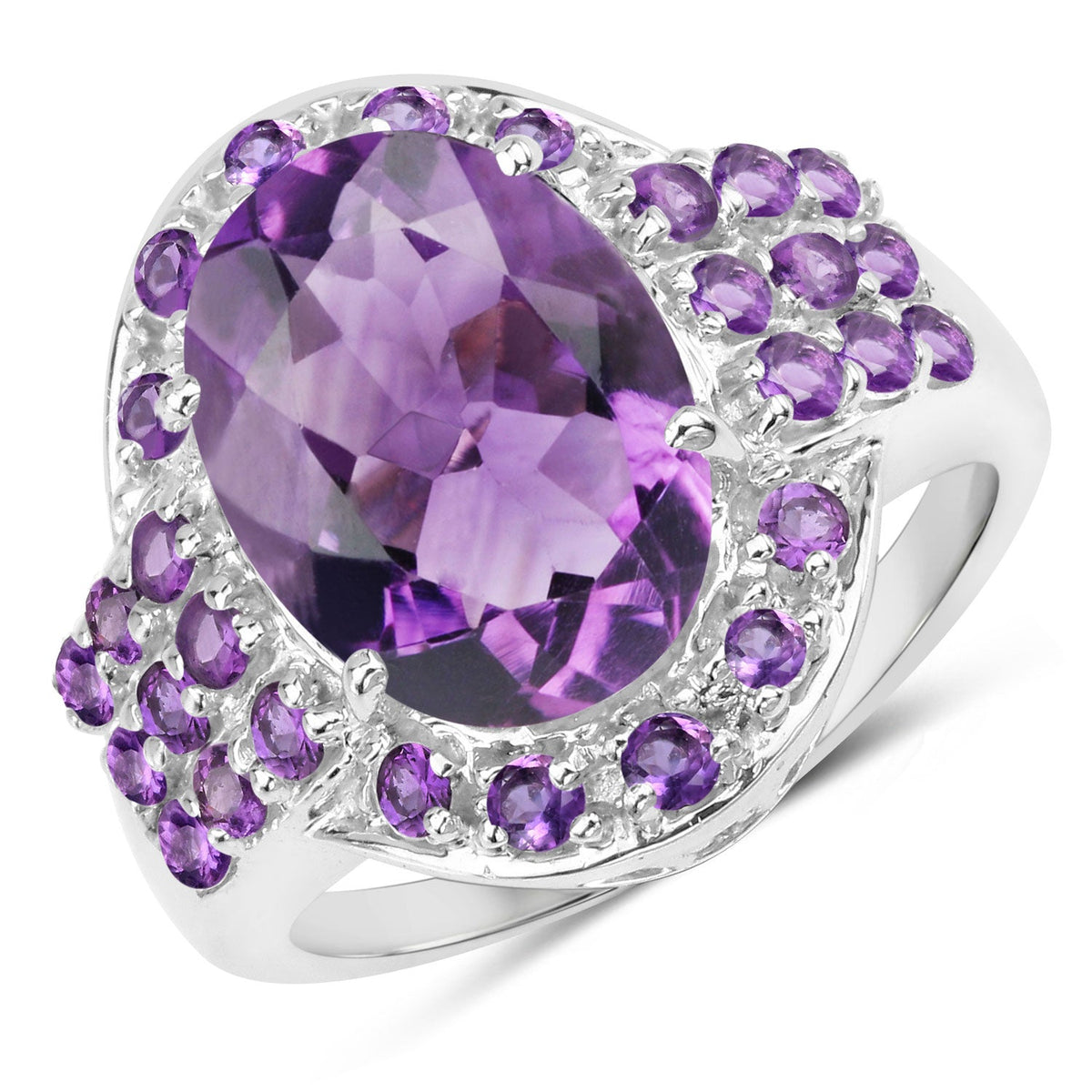 Anillo de plata de ley .925 con amatista genuina de 5.64 quilates