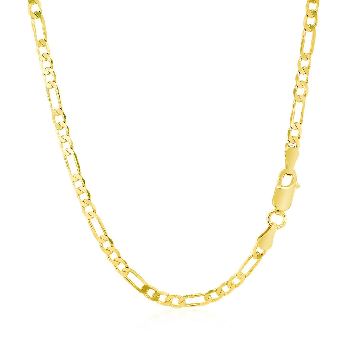 Cadena Figaro sólida de oro amarillo de 14k y 3,1mm
