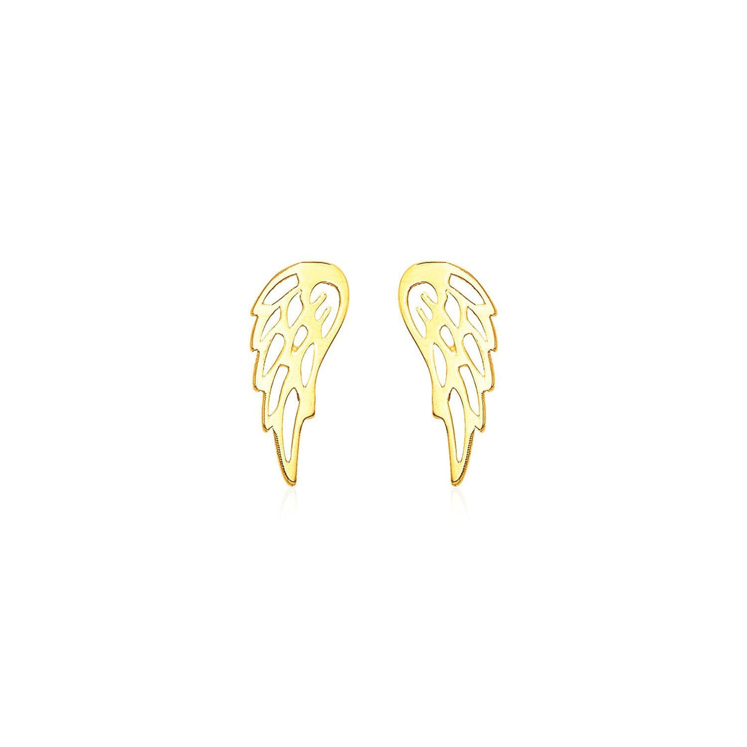 14k Yellow Gold Polished Wing Post Earrings