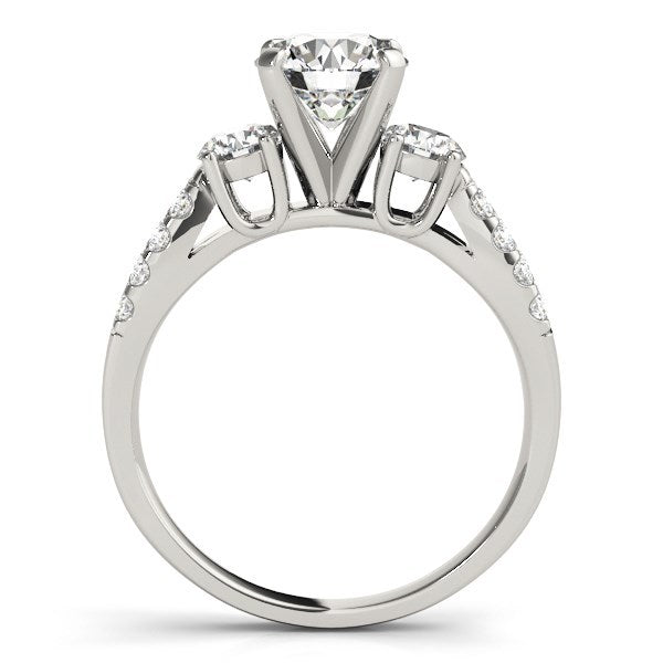 Anillo de compromiso de oro blanco de 14k con vástago dividido, 3 diamantes redondos (2 quilates en total)