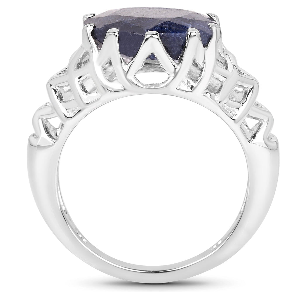 Anillo de Zafiro Teñido de 5.94 Quilates de Plata Fina .925