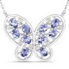 1.86 Carat Genuine Tanzanite and White Zircon .925 Sterling Silver Necklace