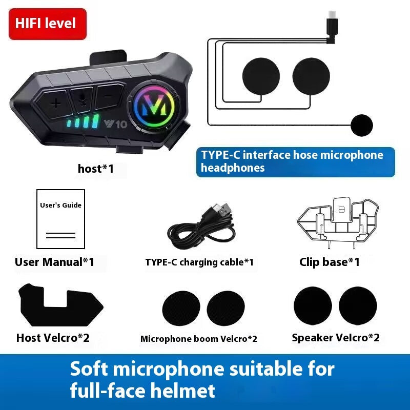 Helmet Attachable Bluetooth Headset Intercom Built-in Integrated Waterproof Motorcycle Take-out Rider Full Face Helmet Half Helmet High Sound Quality