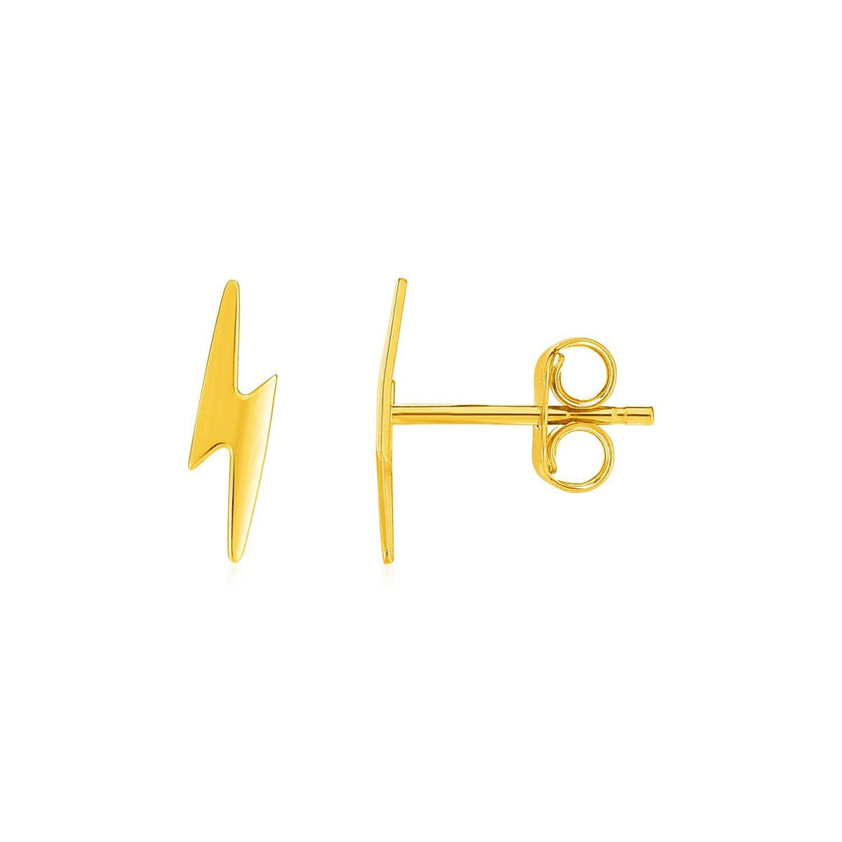 Pendientes de poste de oro amarillo de 14k con relámpagos