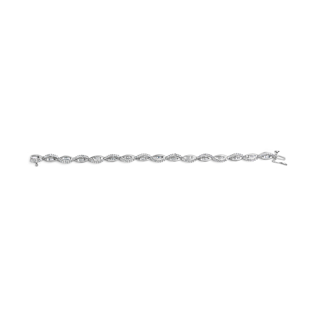 Pulsera de eslabones de oro blanco de 14 quilates con diamantes en forma de remolino y pera de 2,00 quilates (color I-J, claridad I2-I3) - 7"