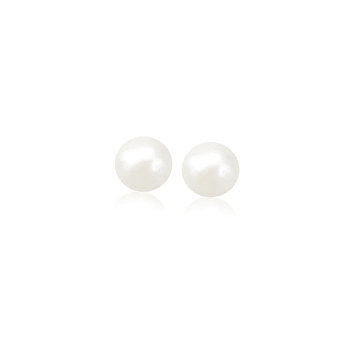 Pendientes de perlas cultivadas de agua dulce blancas de oro amarillo de 14k (4.0 mm)