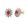 Natural 2.30ct Ruby Diamond Earrings 14KT Yellow Gold