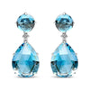 18K White Gold 1/5 Cttw Diamond with Round London Blue Topaz and 20 x 15mm Pear Cut Sky Blue Topaz Gemstone Dangle Earring (G-H Color, SI1-SI2 Clarity)