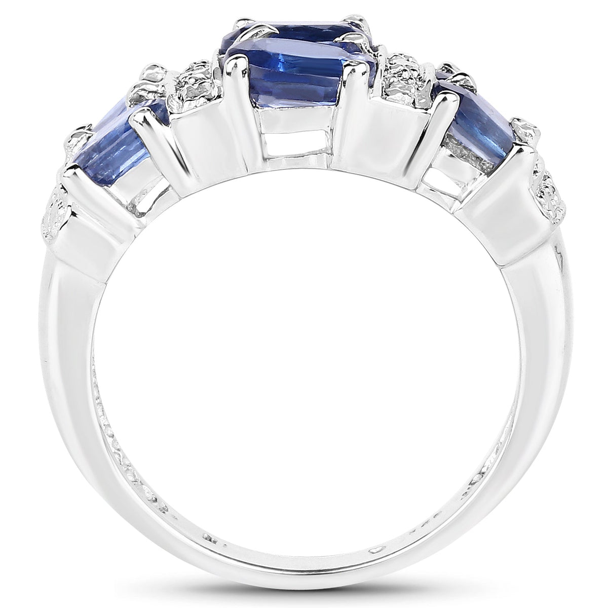 Anillo de plata de ley .925 con cianita genuina de 2.44 quilates