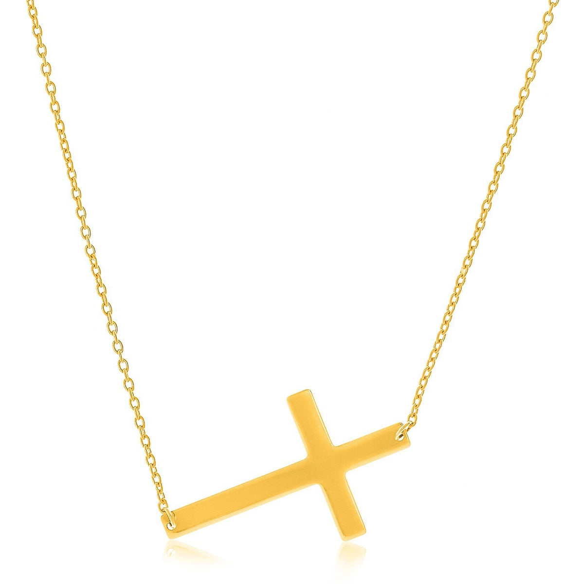 Collar con motivo de cruz lisa de oro amarillo de 14k