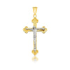 14k Two-Tone Gold Small Budded Style Cross with Figure Pendant
