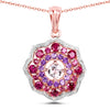 14K Rose Gold Plated 2.30 Carat Genuine Morganite, Rhodolite and Amethyst .925 Sterling Silver Pendant