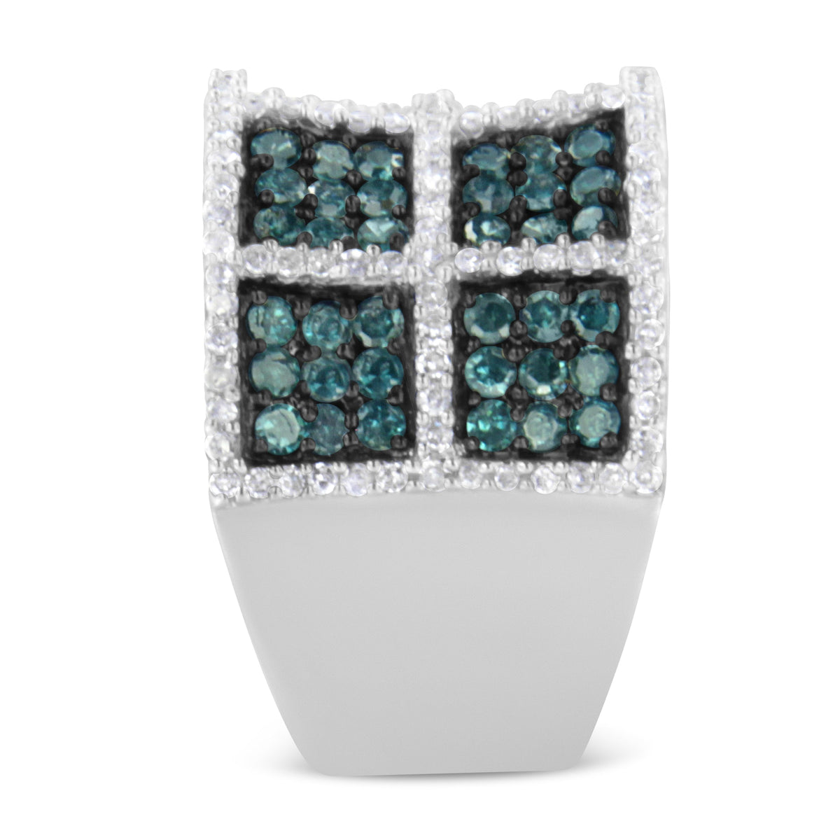 Anillo de cóctel de oro blanco de 14 quilates con diamantes blancos y azules tratados (1 1/2 Cttw, color H-I, claridad I1-I2) - Talla 6