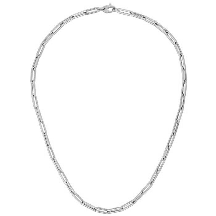 Cadena de eslabones ovalados gruesa de oro blanco de 14k (4.2 mm)