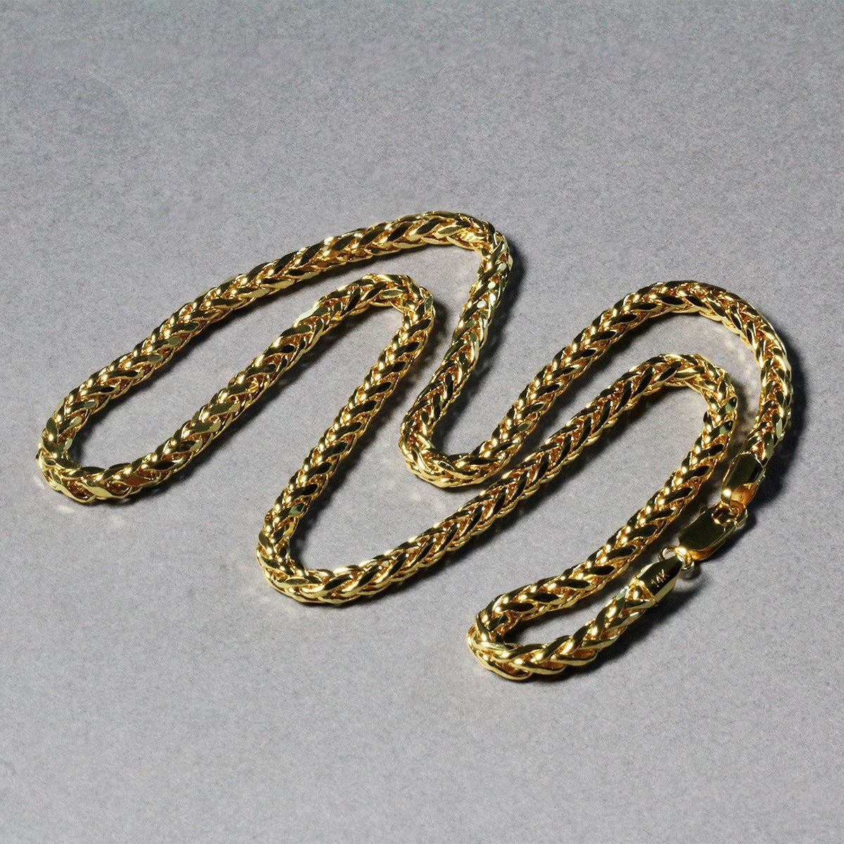 Cadena Franco redonda de oro amarillo de 14k con corte de diamante de 4.1mm