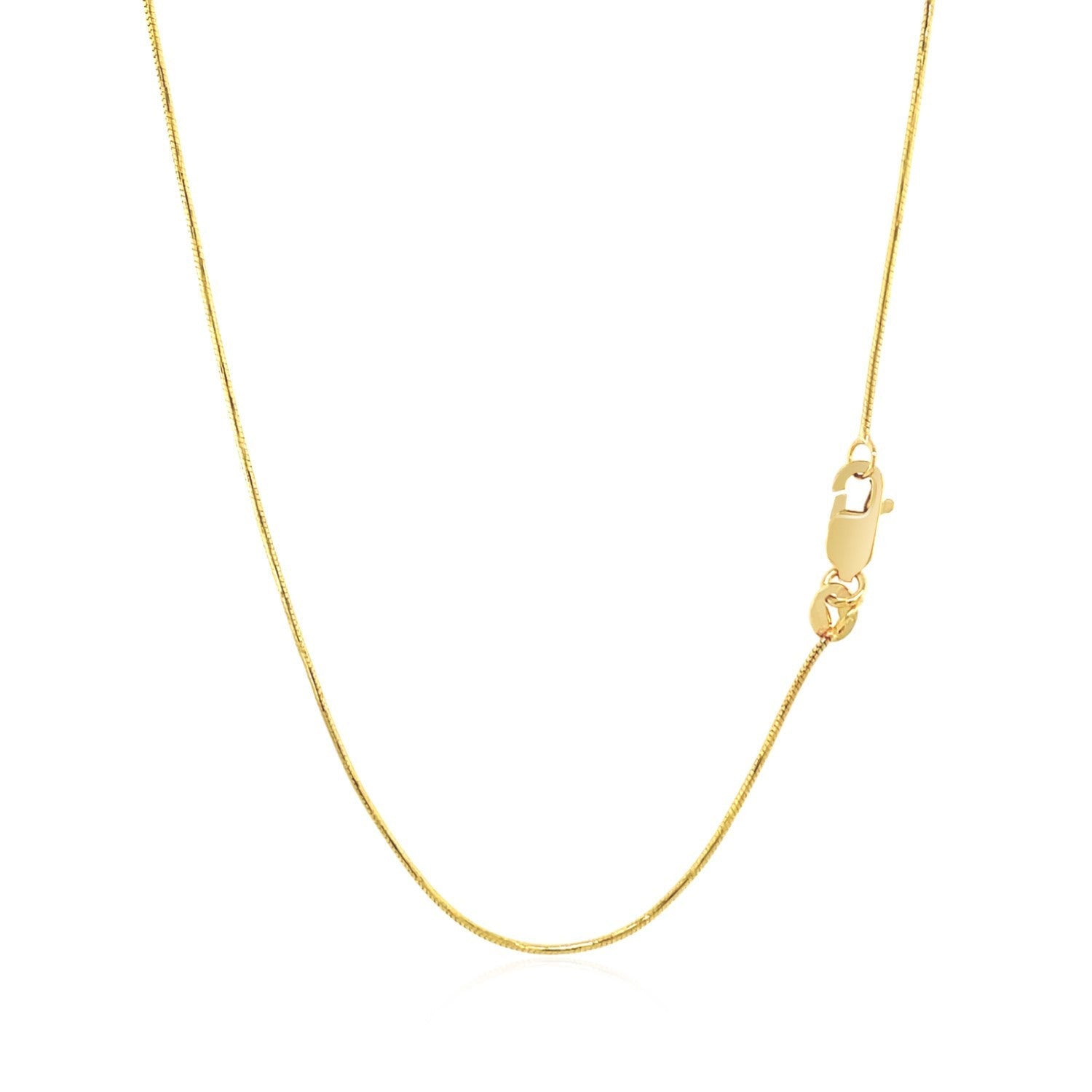 Cadena redonda de serpiente de oro amarillo de 14k de 0.7mm