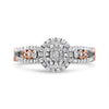 14K Rose Gold Plated .925 Sterling Silver 3/8 Cttw Round Diamond Double Frame Cross-Over Split Shank Engagement Ring (I-J Color, I2-I3 Clarity) - Size 7