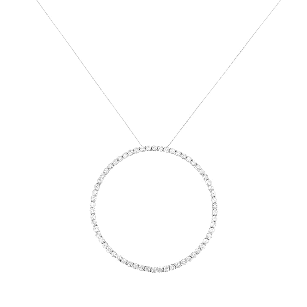 .925 Sterling Silver 5.0 Cttw Prong Set Round-cut Diamond Open Circle Hoop 18" Pendant Necklace (I-J Color, I2-I3 Clarity)