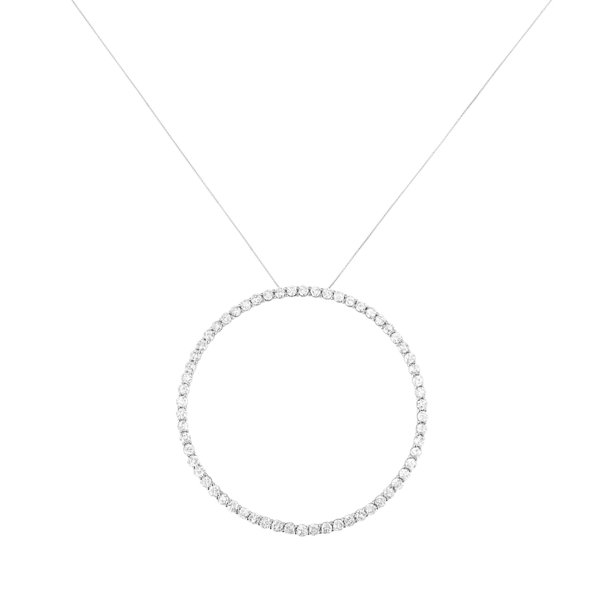 Collar de plata de ley .925 con colgante de aro de círculo abierto de 5.0 Cttw con diamantes de talla redonda engarzados (color I-J, claridad I2-I3)