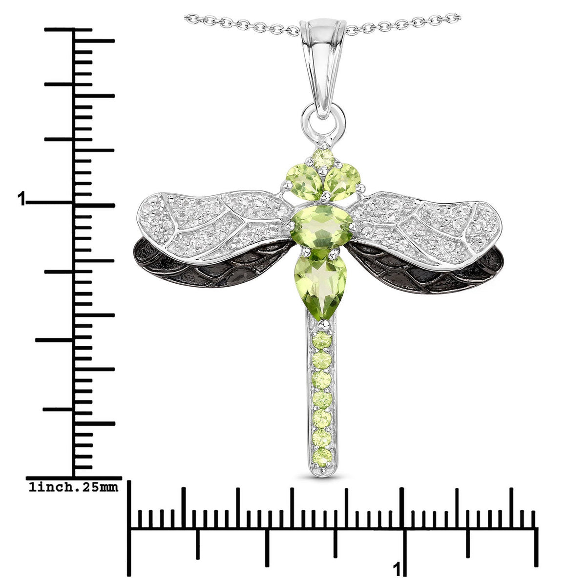 Colgante de plata de ley .925 con peridoto y topacio blanco genuinos de 1,98 quilates - imagen 3 de 12