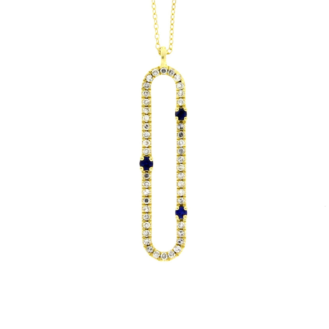 Colgantes de moda de diamante y zafiro de oro amarillo de 14 K