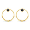 0.38 Carat Genuine Blue Sapphire and White Diamond 10K Yellow Gold Earrings
