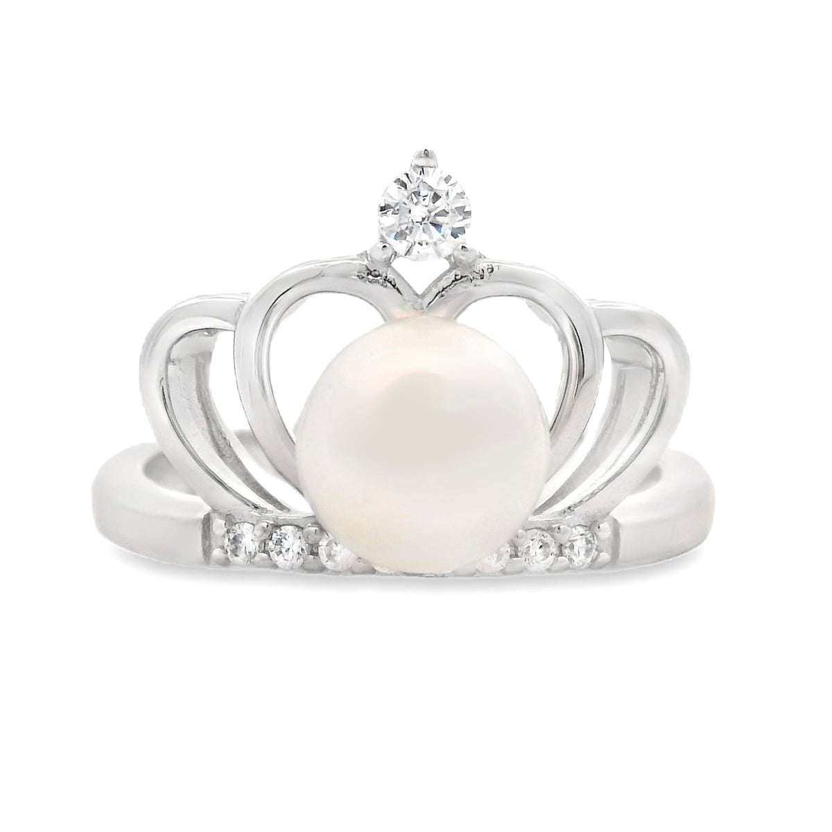 Anillo de Plata Esterlina con Perlas Naturales de Agua Dulce y Circonitas Cúbicas