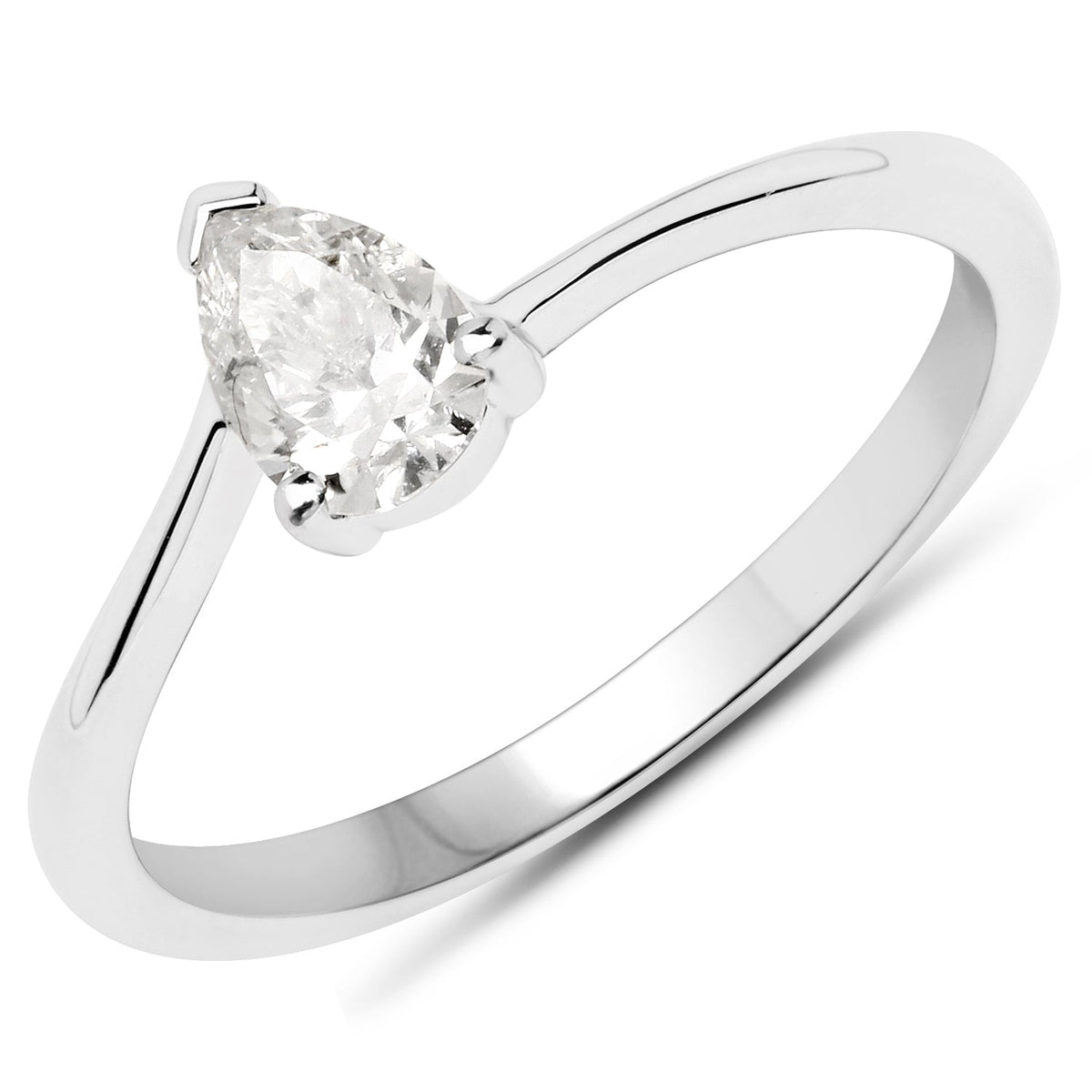 Anillo de oro blanco de 14 quilates con diamantes blancos genuinos de 0,50 quilates