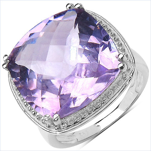 Anillo de Plata Fina .925 con Amatista Genuina de 11.93 Quilates