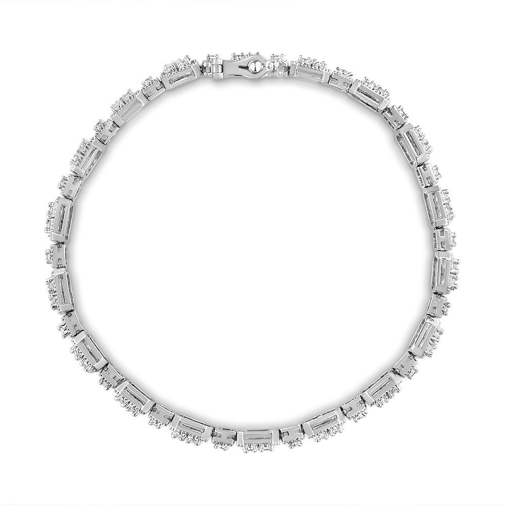 Pulsera de eslabones cuadrados con diamantes de oro blanco de 10 quilates y 2,0 quilates de peso total (color J-K, claridad I2-I3) - 7,25 pulgadas
