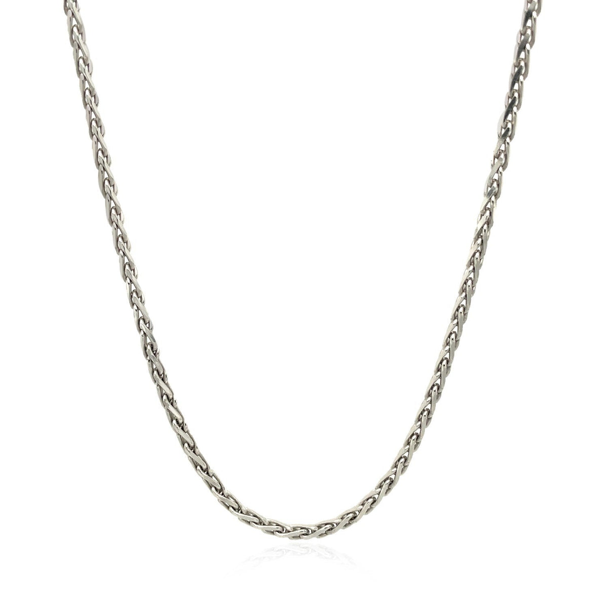 Cadena de trigo de plata de ley rodiada de 2,2 mm