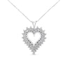 .925 Sterling Silver 4 Cttw Round-Cut Double Row Composite Diamond Heart 18